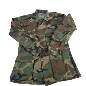 US‎ Military Woodland Camo Combat Field Jacket Coat Small Regular